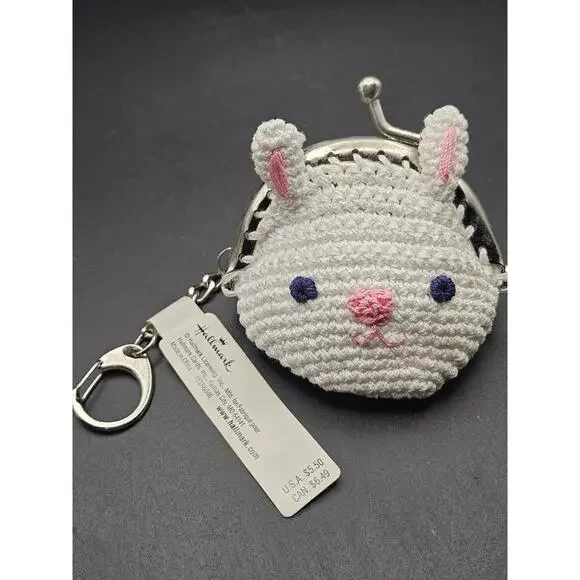 Hallmark Vintage Crochet Bunny Coin Purse Keychain - NWT - Picture 4 of 6
